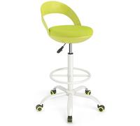 GIANTEX Chaise de Bureau avec 5 roulettes, Hauteur Réglable de 70-82 cm, Tabouret de Travail à Dossier Bas, Repose-Pieds Rond, sans Accoudoirs, Tabouret Ergonomique pour Bureau, Étude, Vert