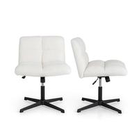 GIANTEX Chaise de bureau réglable en hauteur avec fonction bascule - Ergonomique - Coiffeuse - Imitation peau d'agneau avec rembourrage doux - Grand siège de 64 x 48 cm et pieds croisés