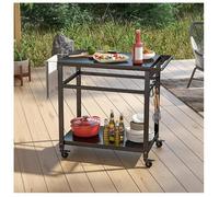 GIANTEX Chariot de Service à 4 Roulettes- Étagère Ouvert- 4 Crochets Amovibles- 108x50,5x88 cm- Table de Barbecue pour Patio,