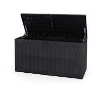 GIANTEX Coffre de Rangement Exterieur 390L Couvercle&Poignée Intégrée Design Verrouillable Charge 140kg 117 x 49 x 58 5 Noir