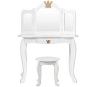 Giantex Coiffeuse pour Enfant avec Tabouret,Miroir Amovible,Table de Maquillage avec Tiroir pour Fille,Blanc