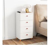 GIANTEX Commode à 4 Tiroirs, Plateau Amovible en Bambou, Pieds en Bois Massif, Meuble de Rangement pour Salon, Entrée, 42x32x81cm