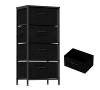 GIANTEX Commode avec 4 tiroirs en tissu, étagère à tiroirs industrielle en bois et cadre en métal, commode en tissu, buffet, armoire de rangement, 45 x 30 x 95 cm