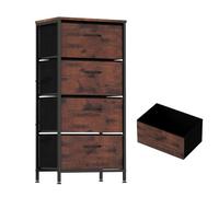 GIANTEX Commode avec 4 tiroirs en tissu, étagère à tiroirs industrielle en bois et cadre en métal, commode en tissu, buffet, armoire de rangement, 45 x 30 x 95 cm