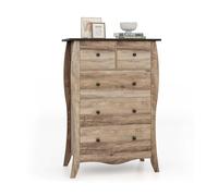 Giantex Commode Chambre à 5 Tiroirs Pliable en Tissu, Meuble de Rangement Chambre en MDF avec Kit Anti-basculement, Grand Espace de Rangement, Style Rustique, pour Chambre, Dressing, Salon (Marron)