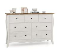 GIANTEX Commode Chambre à 7 Tiroirs Pliable en Tissu, Meuble de Rangement Chambre en MDF avec Kit Anti-basculement, Grand Espace de Rangement, Style Rustique, pour Chambre, Dressing, Salon (Gris)