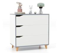 GIANTEX Commode en bois massif à 3 tiroirs, autonome, avec sécurité anti-basculement, armoire de rangement moderne, pieds en bois massif, table de chevet, armoire d'appoint, 75 x 42 x 75 cm, MY43250