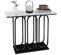 GIANTEX Console Meuble Entrée à 2 Etages-Effet Marbre-100x 30x 80 CM-Table Console Scandinave pour Salon- Cadre en Métal Noir