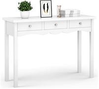 GIANTEX Console Meuble Entrée avec 3 Tiroirs,Table de Coiffeuse,Table d’Entrée/Salon/Chambre,100x75x32CM,Style Moderne,Blanc