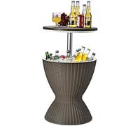 GIANTEX Cool Bar 30L avec Plateau Relevable-Table Glacière pour Jardin Rétractable 2 en 1-Seau à Glace-48,5x 43x 57,5-82 cm-Brun