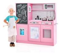 Giantex Cuisine Enfants en Bois avec Tableau Noir & Téléphone(Rose) Rose G