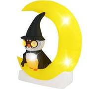 Giantex Décoration d'halloween Eclairée LED, Hibou Gonflable sur Lune 130 x 155 cm