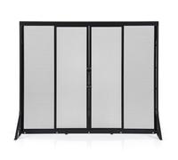 GIANTEX Écran de Cheminée avec Portes Coulissantes en Métal, Pare-feu Protection pour Isolation des Étincelles et Cendres, Pare-étincelles Cheminée avec Support Triangulaire, Noir (96 x 79 cm)