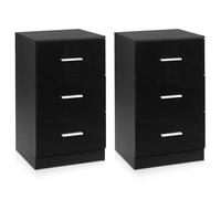 GIANTEX Ensemble 2 Classeur de Dossiers à 3 Tiroirs pour Feuilles A4, Dossier de Documents, 37,1X34,2X66,5CM(Chaque Pièce), Noir