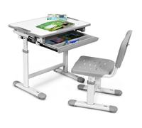 GIANTEX Ensemble Bureau et Chaise pour Enfant avec Hauteur Réglable et Design Ergonomique pour Apprendre Lire Dessiner, Gris