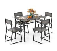 GIANTEX Ensemble de salle à manger avec 4 chaises - Ensemble de table de cuisine pour 4 personnes - Cadre en métal - Ensemble de meubles de salle à manger industriel pour salle à manger et cuisine