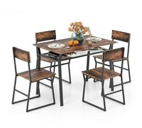 GIANTEX Ensemble de salle à manger avec 4 chaises - Ensemble de table de cuisine pour 4 personnes - Cadre en métal - Ensemble de meubles de salle à manger industriel pour salle à manger et cuisine