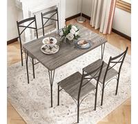 GIANTEX Ensemble de salle à manger avec 4 chaises et 4 chaises pour 4 personnes - Ensemble de table avec cadre en métal et bois - Table de cuisine avec 4 chaises