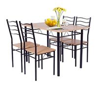 Giantex Ensemble de Salle à Manger avec 4 Chaises, Petit Ensemble de Table de Cuisine pour 4 Personnes, Table de Salle à Manger, Set de Bistro, Economiser de l'espace (Nature+Noir)