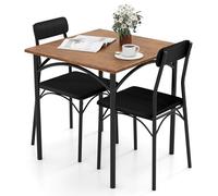 GIANTEX Ensemble de Table à Manger, Ensemble de Cuisine 3 Pièces avec Table Carrée et 2 Chaises Rembourrées sans Accoudoirs, Cadre Métallique, Patins Antidérapants, pour Salle à Manger, Cuisine