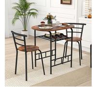 GIANTEX Ensemble de Table de Salle à Manger avec 2 Chaises, Casier à Vin, Cadre en Métal, Table et chaises pour Cuisine,