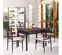 GIANTEX Ensemble Table à Manger avec 4 Chaises Rembourrées,pour Salle à Manger/Cuisine/Salon,Cadre en Métal,107x70x76 cm,Noir+Café