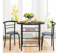 GIANTEX Ensemble Table Salle à Manger avec 2 Chaises- avec Range-Bouteille- Cadre en Métal-Design compact pour Café/Bistrot- Noir