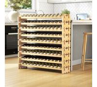 GIANTEX Étagère à vin empilable en bois, porte-bouteilles pour 108 bouteilles, armoire à vin avec support à vin à 9 niveaux, porte-bouteilles modulaire pour cuisine bar, étagère en bois 120 x 29 x 118