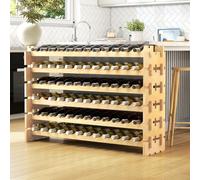 GIANTEX Étagère à vin empilable en bois, porte-bouteilles pour 72 bouteilles, armoire à vin avec support à vin à 6 niveaux, porte-bouteilles modulaire pour cuisine bar, étagère en bois 120 x 29 x 79