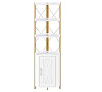 GIANTEX Etagere Angle avec 4 Étagères, Armoire à Porte, Meuble d'angle à 6 Niveaux, Structure X-Forme Stable, Anti-Basculement, Bibliotheque pour Salon, Chambre, Charge 80 kg, 38x38x180 cm, Blanc
