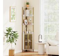 GIANTEX Étagère Angle, Etagère Bibliotheque à 4 Niveaux, Placard Inférieur, Double Porte en Grille, Meuble Angle avec Kits Anti-Basculement, Meuble Rangement pour Salon, Bureau, Chambre (Blanc)