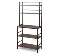 GIANTEX Étagère de Rangement à 5 Niveaux Style Industriel, Étagère de Cuisine pour Four à Micro-Ondes avec Dispositif Anti-Renversement, Meuble Support pour Salon, Salle de Bain, Balcon (Marron)