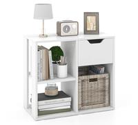 GIANTEX Étagère de rangement avec 3 cubes, 60 x 30 x 53 cm, bibliothèque indépendante en bois, 2 niveaux avec 1 tiroir, étagère d'affichage pour salon, étude, bureau, blanc