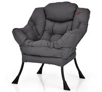 GIANTEX Fauteuil de Salon Scandinave, Canapé Relax Confortable, Accoudoir, Poche Latérale, 4 Pieds en Acier, Chaise de Relaxation pour Salon, Bureau, Chambre, 75 x 81 x 94,5 cm, Gris (Gris)