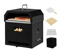 Giantex Four à pizza extérieur 4 en 1, four à pizza à 2 couches au feu de bois avec pierre à pizza, pelle, grille de gril, couvercle étanche, four amovible pour barbecue extérieur
