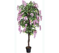 GIANTEX Glycine artificielle fleurs roses - 180 cm - Plante d'intérieur en pot en ciment