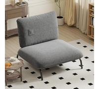 GIANTEX Grand Fauteuil Salon Rembourré, Assise Large, Poche de Rangement, Fauteuil Relax, Structure en Métal, Charge Jusqu'à 250 kg, Chauffeuse 1 Place pour Salon, Chambre à Coucher, Gris