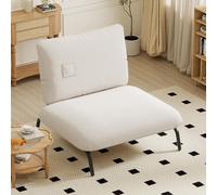 GIANTEX Grand Fauteuil Salon Rembourré, Assise Large, Poche de Rangement, Fauteuil Relax, Structure en Métal, Charge Jusqu'à 250 kg, Chauffeuse 1 Place pour Salon, Chambre à Coucher, Beige