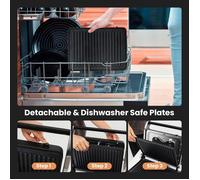 GIANTEX Grill à Panini Rabattable à 180° & 5 Programmes, Plaques Double Face Antiadhésives, Affichage LED - Noir