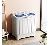 Giantex GT24267-PE 20 lbs, 5,5 kg, 8 kg, mini machine à laver compacte pour appartement, chambre à coucher, machine à laver portable, bleu et blanc