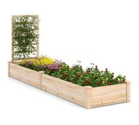 GIANTEX Jardinière Surélevée avec 1 Treillis, Bac à Fleurs Extérieur en Bois avec Compartiments Divisés, Assemblage DIY