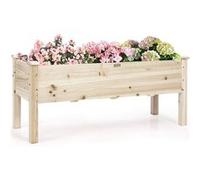 COSTWAY Bac à Fleurs Rectangulaire en Bois 119x43,5x51CM Carré Potager Surélevé avec 5 Trous de Drainage pour Légumes Herbes Fleurs