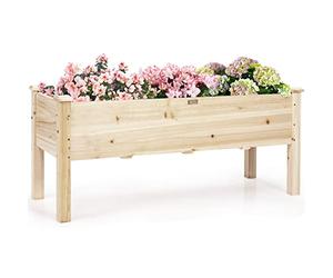 GIANTEX Jardinière surélevée en bois de sapin, parterre d'herbes aromatiques, 120 x 43,5 x 51 cm, rectangulaire, grande plate-bande pour enfants, pour balcon, jardin, terrasse