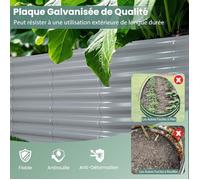 GIANTEX Jardinières Exterieur Surélevé en Métal Robuste, 165 x 80 x 60 CM, avec Plaque Ondulé, Fond Ouvert et Coin Rond, Gris