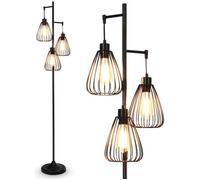GIANTEX Lampadaire de Salon sur Pied à 3 Lumières,Lampadaire avec 3 Abat-Jour,Style Industriel,pour Salon,Cuisine,Chambre,Balcon