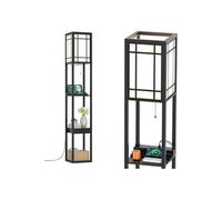 Giantex Lampadaire Etagère, 2 Ports USB 1 Tiroir et 3 Etagères, Douille E27 pour Chambre Noir