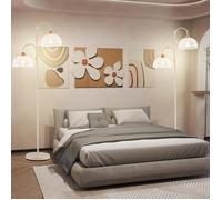 GIANTEX Lampadaire sur Pied à 2 Abat-Jour en Corde de Chanvre,Rotative à 350° avec Interrupteur au Pied pour Salon Blanc