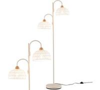 CostwayLampadaire à 2 Lampes Lampe Arbre Rotative à 350° avec Interrupteur au Pied Abat-jours Tissés Et 2 Bases d'Ampoules E27 Base Lourde Blanc