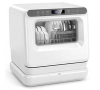 GIANTEX Lave Vaisselle de Comptoir 850w, Mini Lave-Vaisselles 45cm Pose Libre avec 6 Programmes, Écran LED, Minuterie 24h, Stockage 168h, 15 Jets à 360°&Réservoir d'Eau 8,25L, Cuisine&Camping-Cars