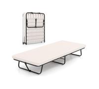 GIANTEX Lit d’Appoint Pliable 80X190cm- Matelas en Mousse à Mémoire- Cadre en Métal- Charge 170KG- Lit 1 Place- Beige
